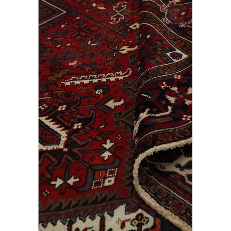 Hand Knotted Oriental 100% Wool Carpet Traditional Medallion Red Heriz Area Rug - 10' 9'' X 7' 11''