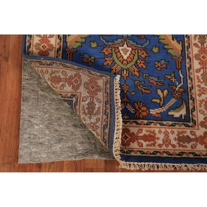 Blue Floral Oushak Indian Foyer Rug Handmade Wool Carpet - 3'0"x 5'0"
