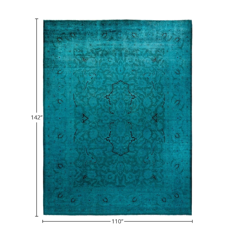 Vibrance, One-of-a-Kind Hand-Knotted Area Rug - Blue, 9' 2" x 11' 10" - 9' 2" x 11' 10"