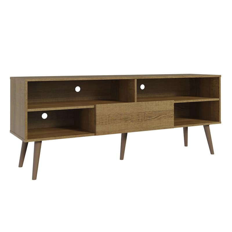 Madesa Modern TV Stand with 1 Door and 4 Shelves with Cable MANAGEMENT for 55, 65 Inch Media Storage