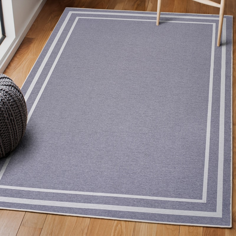 JONATHAN Y Ainsley Classic 2-Stripe Border Washable Area Rug
