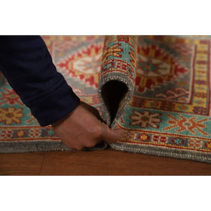 Traditional Gray Kazak Oriental Foyer Rug Handmade Wool Carpet - 2'0"x 3'0"