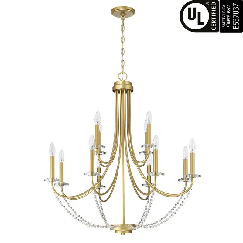 Acroma 12-Light Modern Gold Chandelier with Crystal Beads