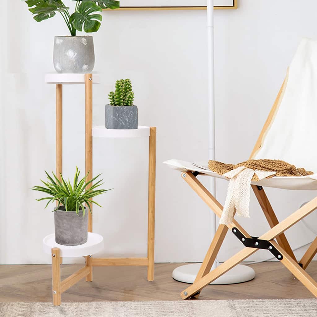 3-Tier Bamboo Plant Stand Flower Pot Display Holder