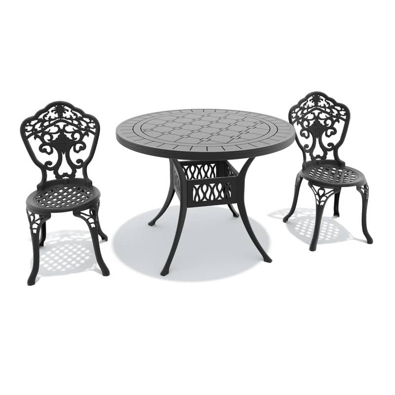 Traditions 3-Piece Patio Outdoor Dining Set with 2 Dining Chairs and Round Dining Table, Rust Free