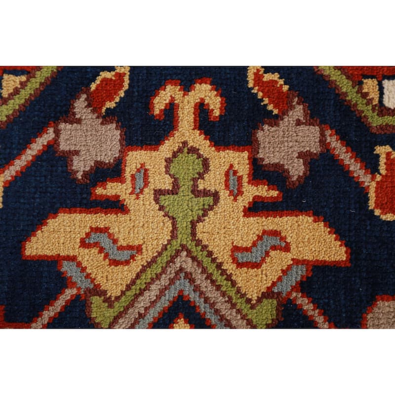 Geometric Orange Heriz Serapi Oriental Rug Hand-Knotted Wool Carpet - 9'0" x 11'10"