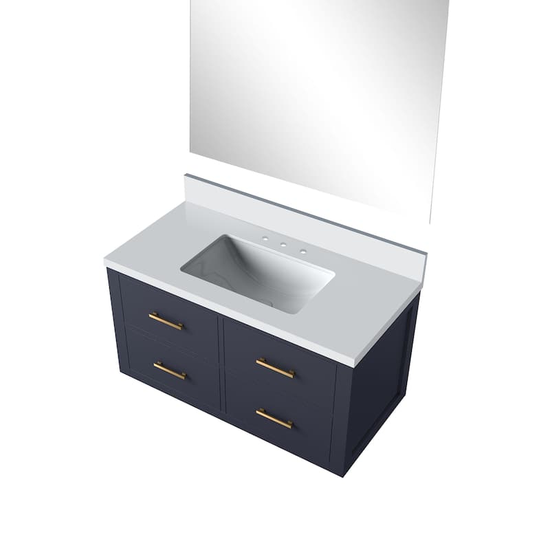 Castor Bath Vanity with Cultured Marble Top, Sink and Mirror