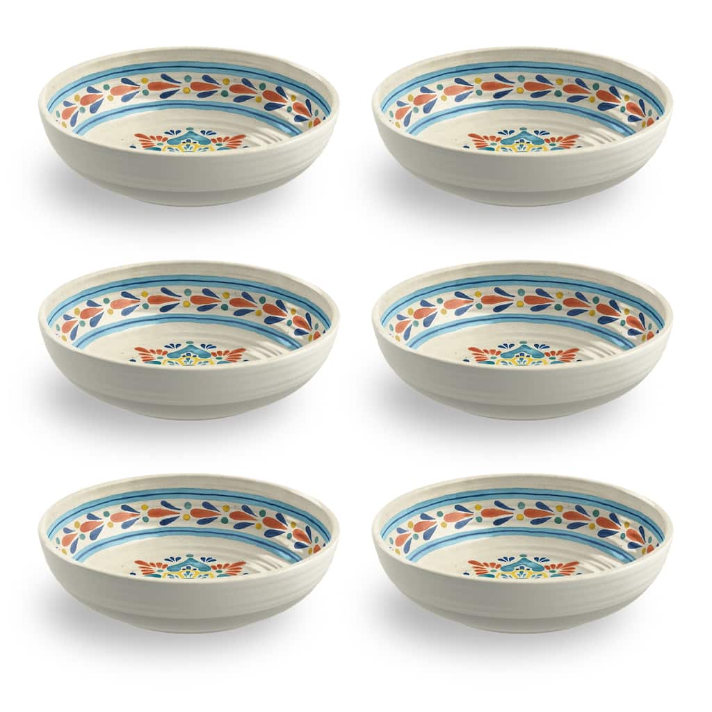 Abode Homewares by TarHong La Cena Medallion Low Bowl, 8"/ 43.3 oz.Set of 6