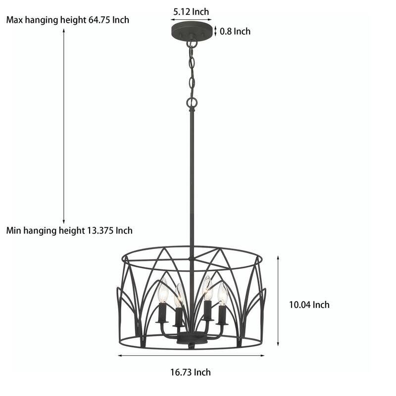 Acroma 4 - Light Steel Dimmable Drum Chandelier