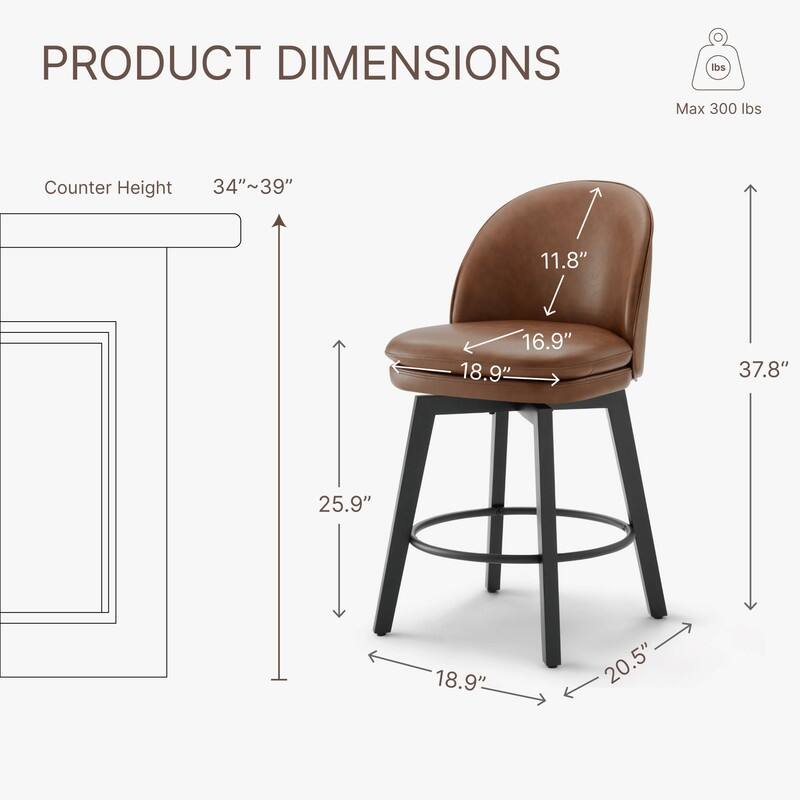 Spruce & Spring Madison Upholstered Swivel Counter Height Bar Stools