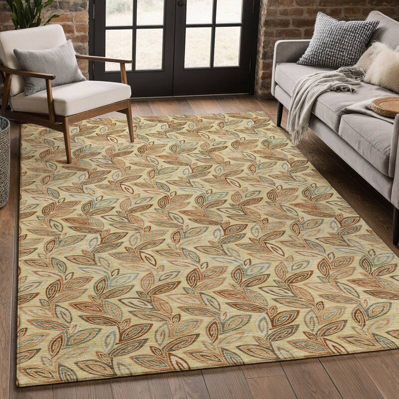 Machine Washable Indoor/ Outdoor Modern Rose Hill Chantille Rug