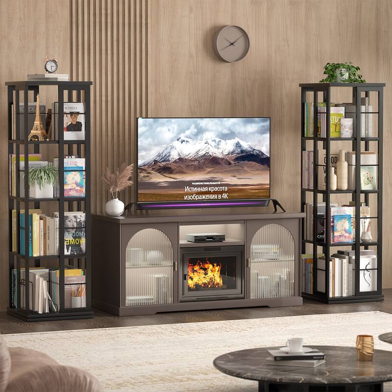 Corner Rotating Bookshelf, 360 Display Wood Spinning Bookshelf, Floor Standing Bookcase Organizer Storage Rack