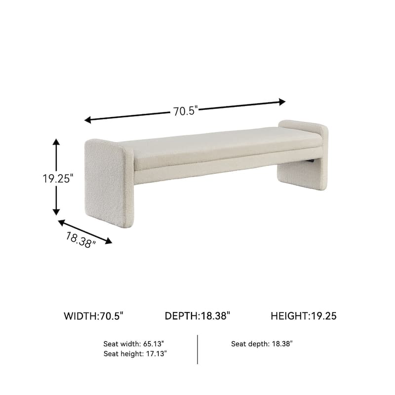Signature Design by Ashley Lembertson Beige Accent Bench - 70.28" W x 18.5" D x 18.9" H