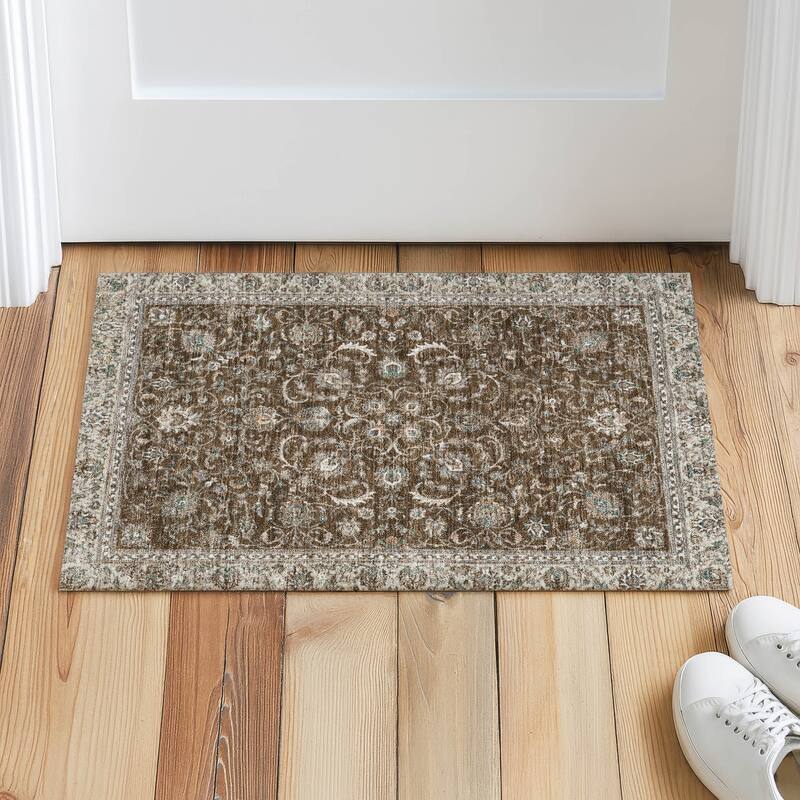 Machine Washable Indoor/ Outdoor Traditional Arvada Chantille Rug
