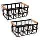 preview thumbnail 1 of 9, Simplify Rectangular Metal Basket with Bamboo Handles