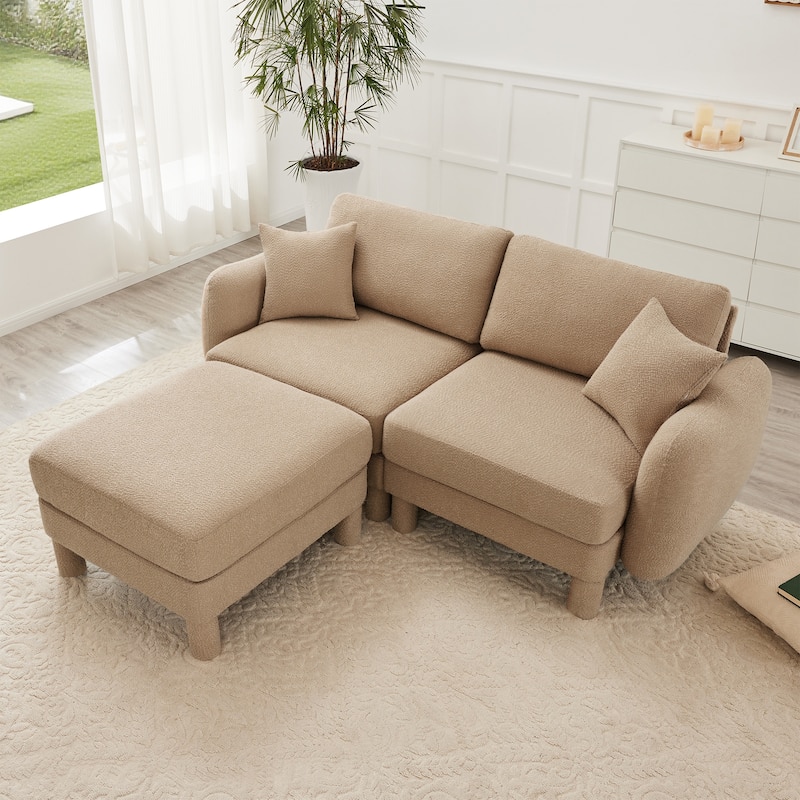 Loveseat Sofa, 78" 2-Seater Upholstered Couch Modern Sectional Couches with Shell-shaped Armrests for Living Room