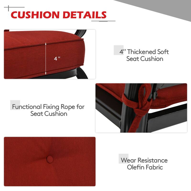 2PCS Patio Loveseat Bench Table Furniture Set Cushioned Chair
