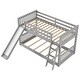 preview thumbnail 5 of 19, Twin Over Twin Floor Bunk Bed with Convertible Slide&Ladder, Wooden Low Bunk Bed Frame for Kids Girls Boys, No Box Spring Needed