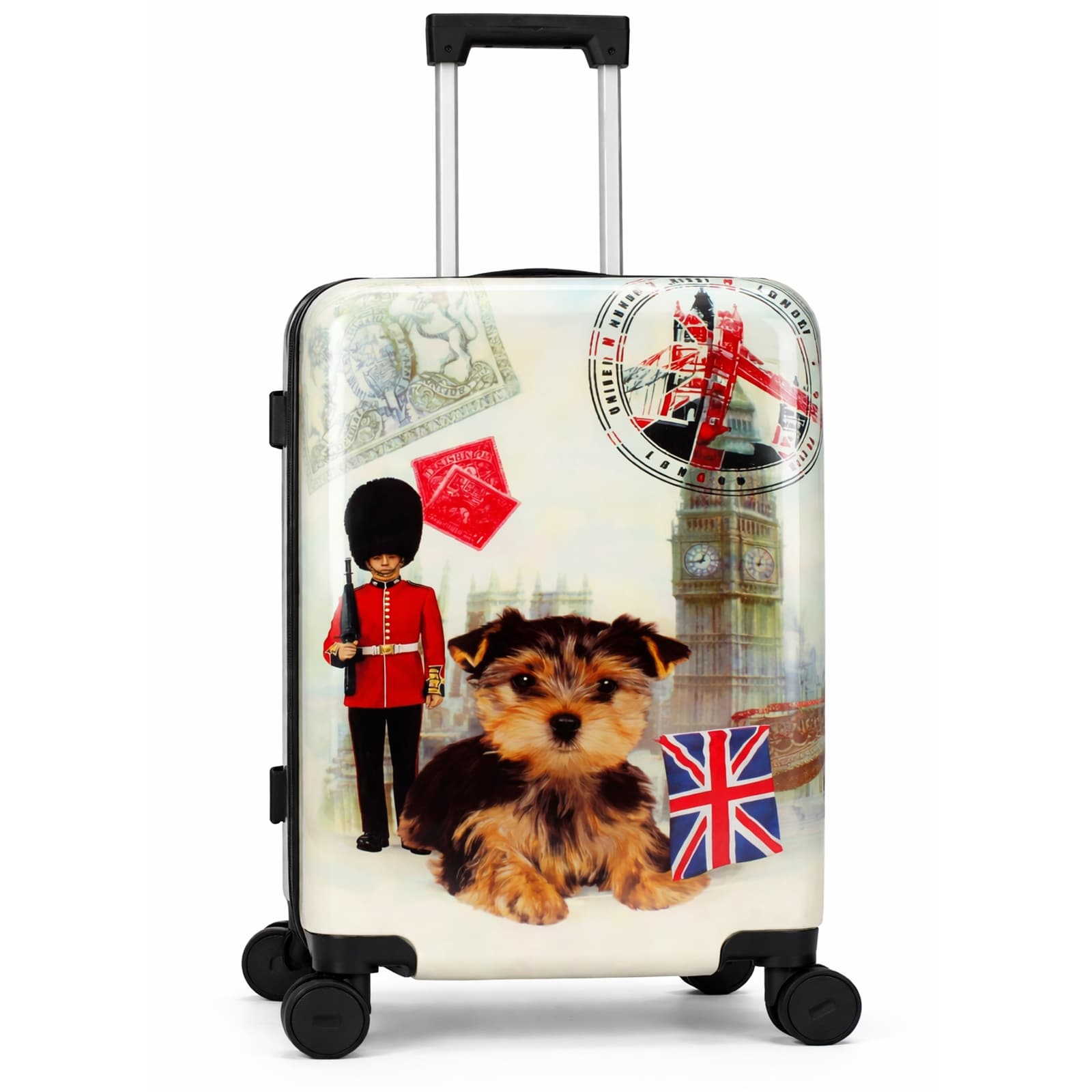 World Traveler Chariot Pet Lover 20-Inch Carry-On Hardside Expandable Spinner Luggage - London Pup