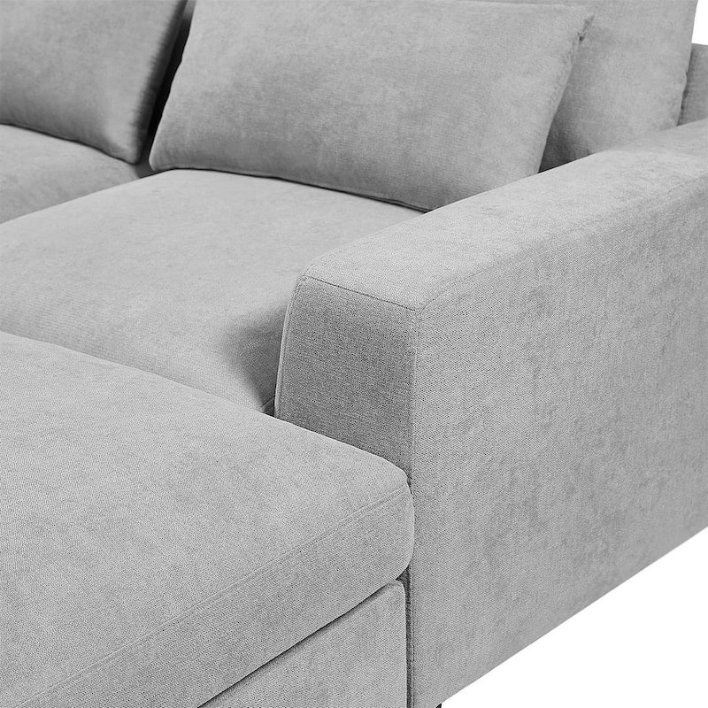 Modular L-Shape Feather Filled Sectional Sofa with Reversible Chaise