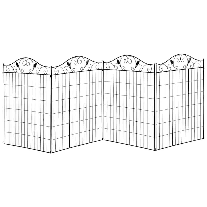 Outsunny Garden Decorative Fence 4 Panels 44in x 12ft Steel Wire Border Edging for Landscaping