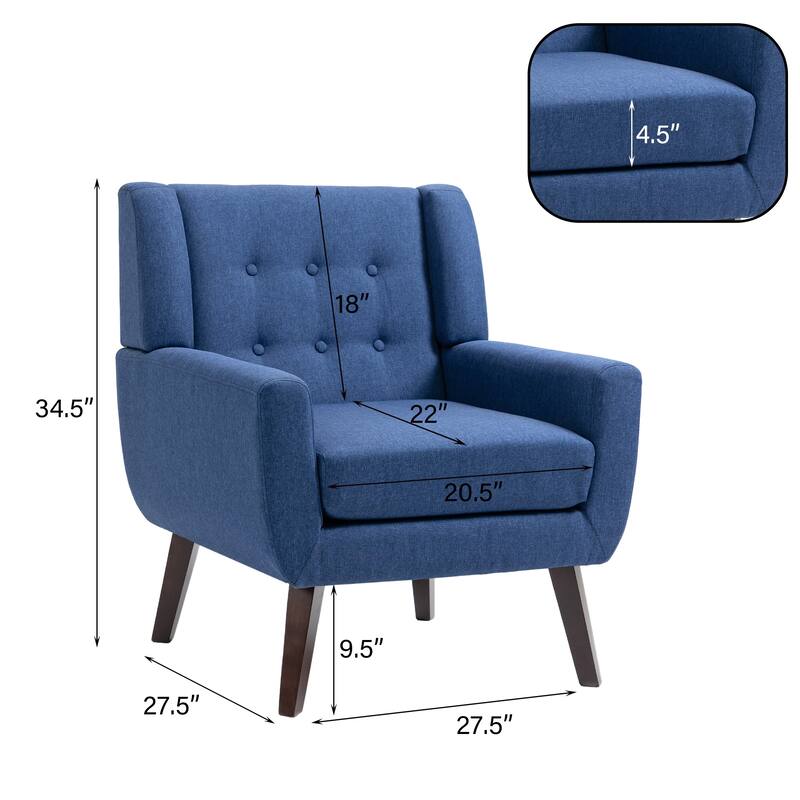 Cotton/ Linen Look Fabric Modern Accent Armchair