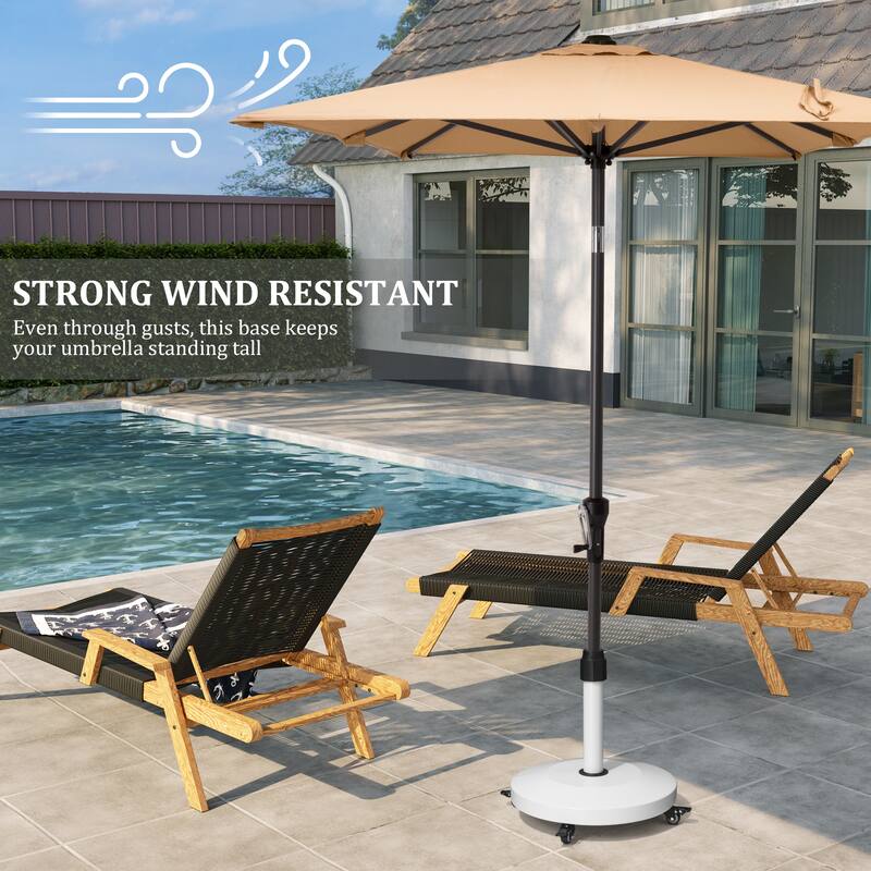 55lbs Round Concrete Market Umbrella Base With Wheels - N/A