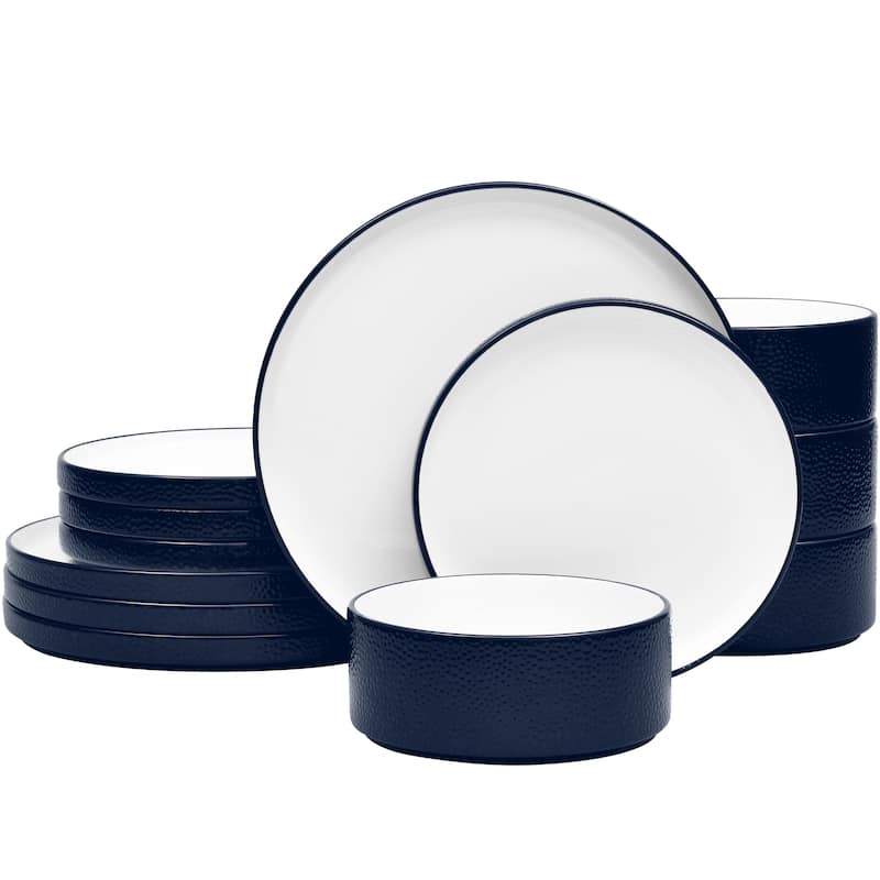 Noritake Colortex Stone 12-Piece Stax Dinnerware Set, Service For 4 - 12-Piece - Navy