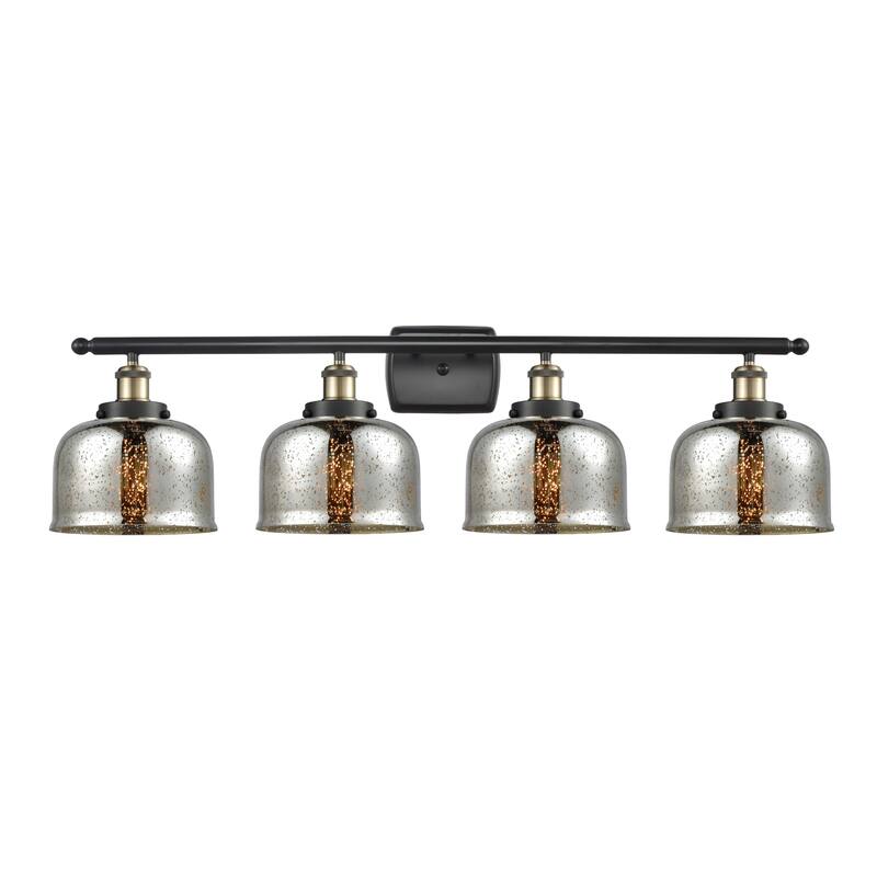 Innovations Lighting Ballston Urban Bell - 4 Light 38" Bath Vanity Light - Silver Plated Mercury/Black Antique Brass