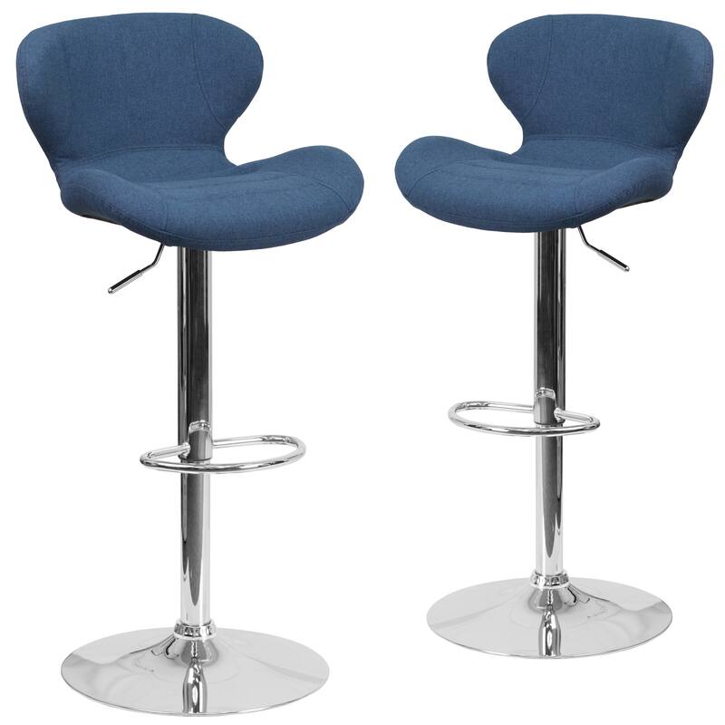 Modern Low-back Height-adjustable Chrome/Vinyl Barstools (Set of 2)