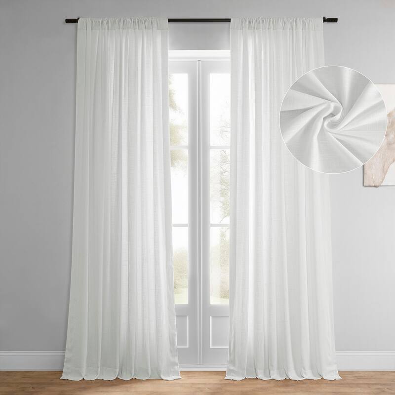 Exclusive Fabrics Summer Solid Linen Blend Rod Pocket Light Filtering Curtains For Bedroom & Living Room Curtains (2 Panels)