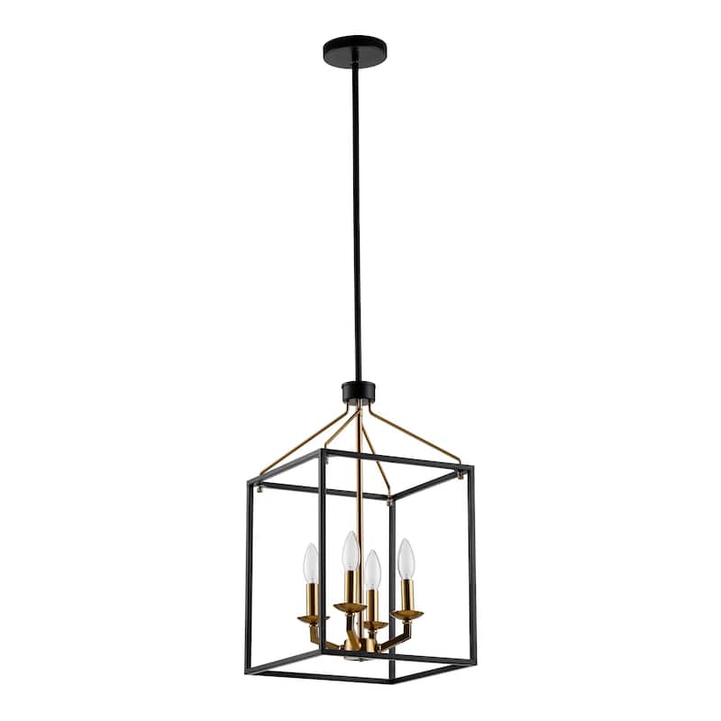 12" Black/ Gold 4-Light Foyer Pendant Chandelier Light