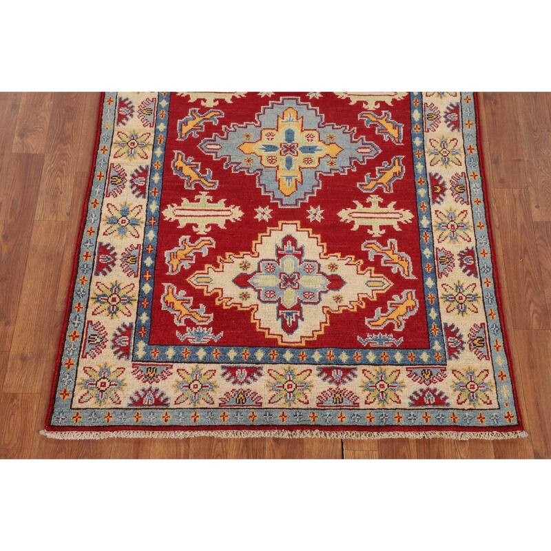 Traditional Red Kazak Accent Rug Hand-Knotted Wool Carpet - 3'5" x 5'1"