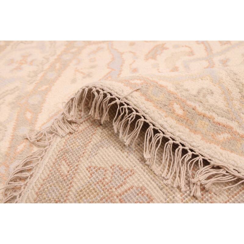 ECARPETGALLERY Hand-knotted Royal Oushak Ivory Wool Rug - 5'0 x 5'0
