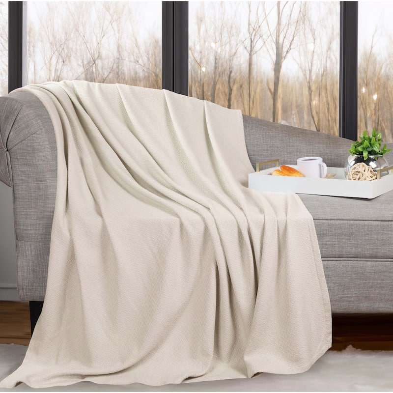 Superior Nobel Cotton Textured Chevron Lightweight Woven Blanket