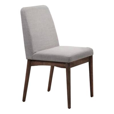 Brown/Gray Fabric Upholstered Wood Frame Dining Chair, Set of 2, Sturdy Dining Chair for Dining Rooms - 15.5