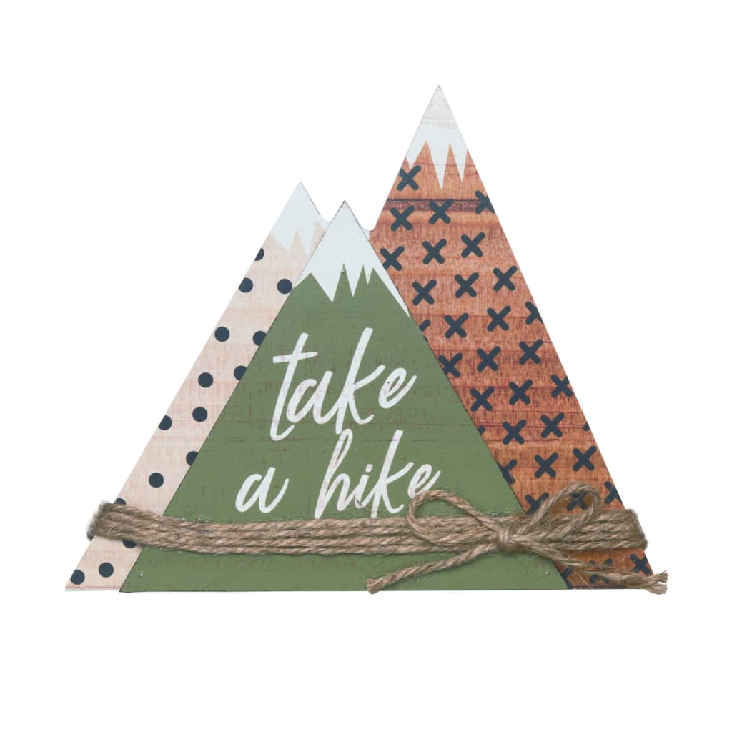 Transpac Wood 7.75 in. Multicolor Spring Layered Mountain Decor