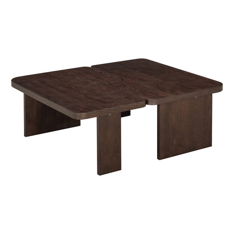 Modern Minimalist Rectangle Coffee Table with Splicing Design, Multifunctional Combination Table for Living Room