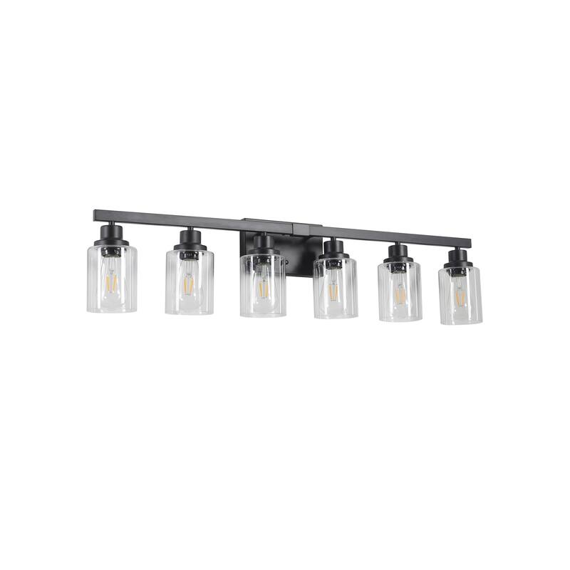 37" 6-Light Vanity Light with Clear Glass Shades, Modern Iron Metal Bathroom Wall Fixture for Mirror(No Bulbs)