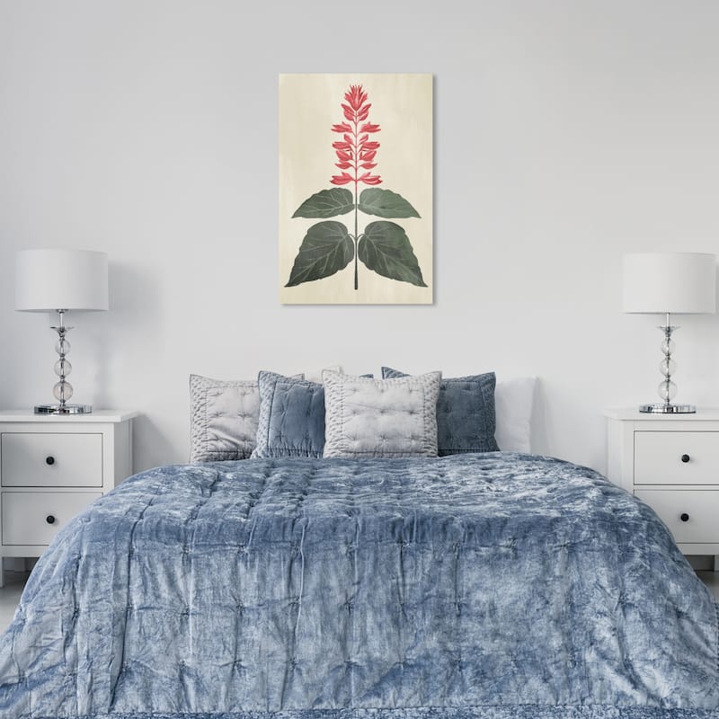 Wynwood Studio Canvas Floral and Botanical One plant Botanical Red and Pastel Red Traditional Wall Art Canvas Print - 36 x 24