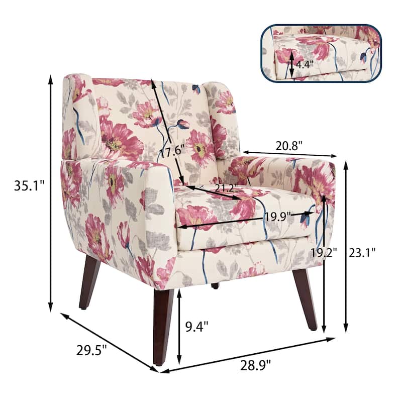 Cotton/ Linen Look Fabric Modern Accent Chair Armchair