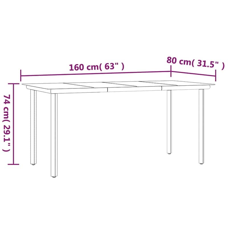 vidaXL Patio Dining Set Outdoor Dining Table and Chair Poly Rattan and Steel