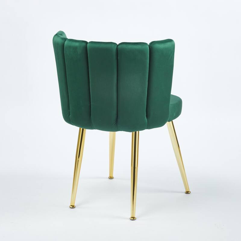 Modern Velvet Dining Chair Set of 2, with Iron Tube Golden Legs and Comfortable Backrest