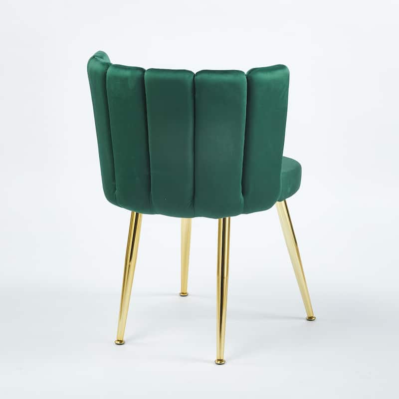 Modern dining chair(set of 2 ) with iron tube golden color legs, velvet and comfortable backrest