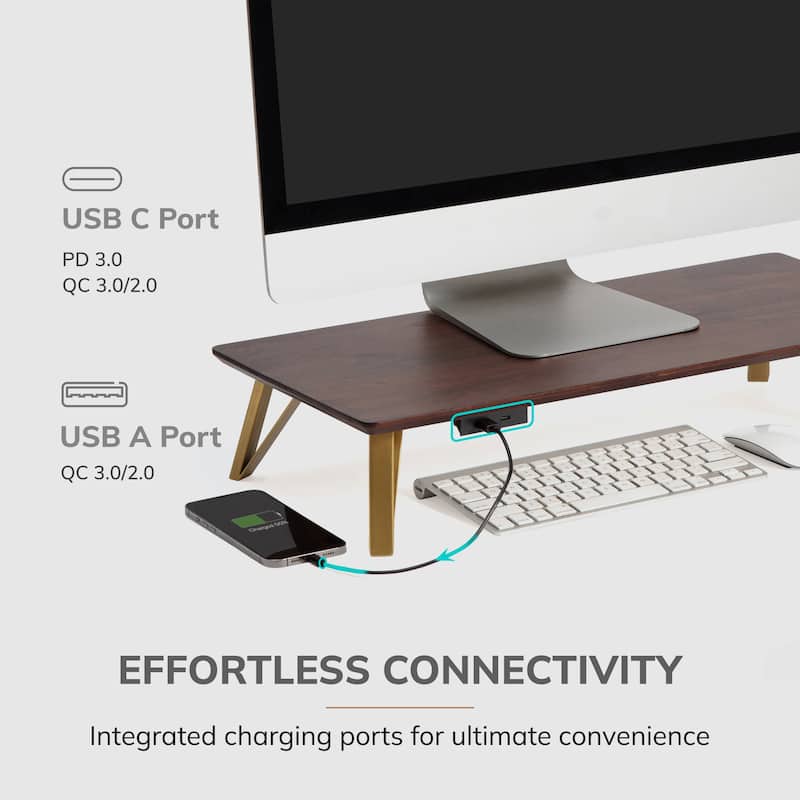 Jani Wood Monitor Stand Riser Desk - Ergonomic Design Stand, Desktop Organizer Table for Home, Office Workspace, Gaming Desk