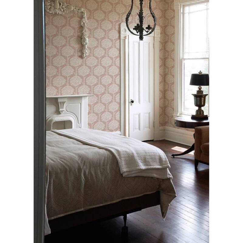 A-Street Prints Zaria Apricot Topiary Wallpaper