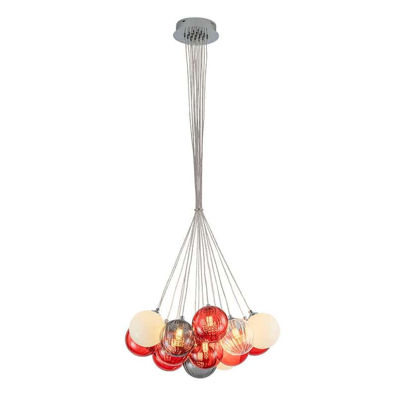 23.6''W Chrome Modern Hand Blown Colored Glass Balls Chandelier