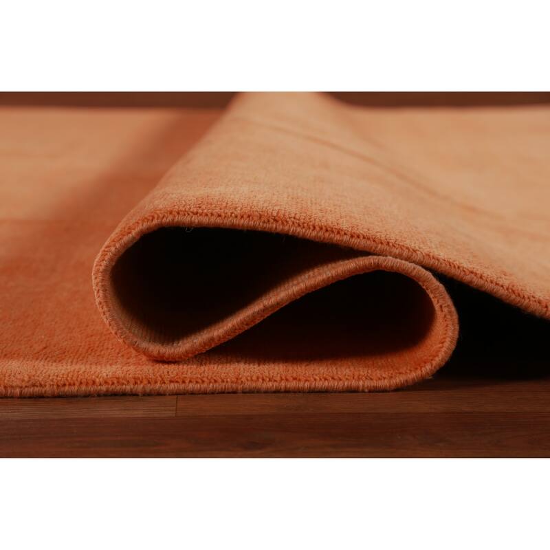 Hand Knotted Oriental 100% Wool Carpet Modern Solid Oranges & Rust Gabbeh Area Rug - 12' 2'' X 9' 0''