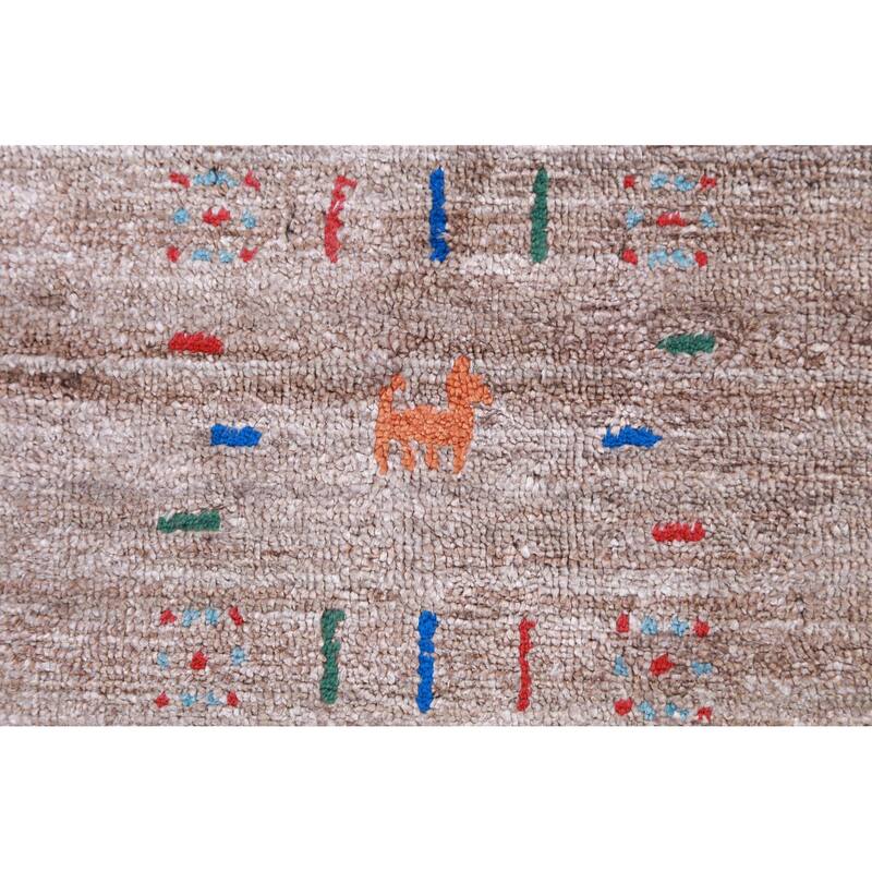 Hand Knotted Oriental 100% Wool Carpet Tribal Animal Pictorial Brown Gabbeh Area Rug - 11' 9'' X 8' 10''