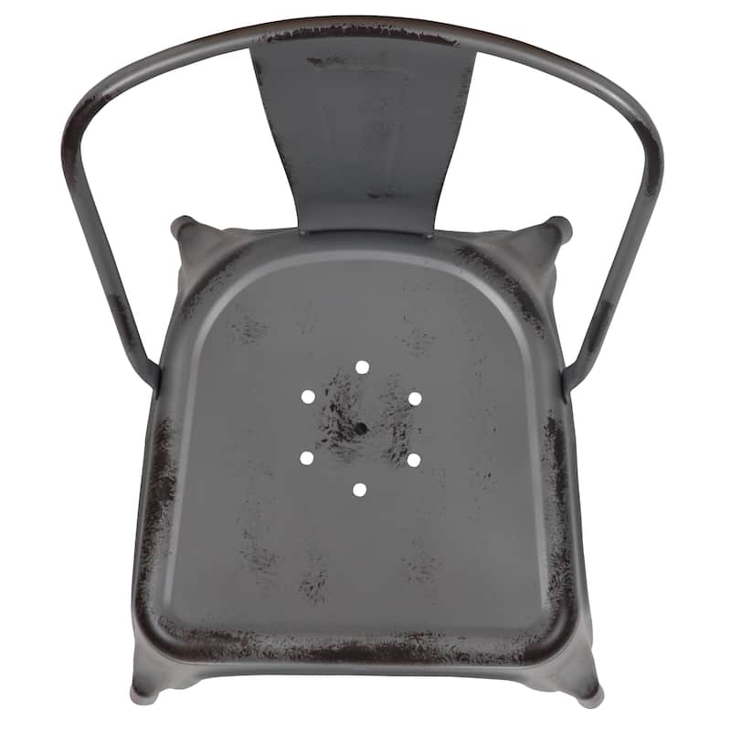 Distressed Metal Indoor/ Outdoor Stackable Chair